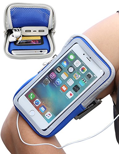 UPC 600748095445, iPhone Armband, iMangoo iPhone 6S Plus Armband Sports Pouch Running Pack Armband Gym Wrist Bag Touchscreen Sleeve Key Holder &amp; Card Slot Wallet Case Cover for Apple iPhone 6 Plus HTC Smartphone Blue