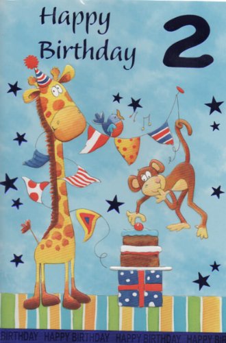 Geburtstagskarte "Happy 2nd Birthday" ("Alles Gute zum 2. Geburtstag ...