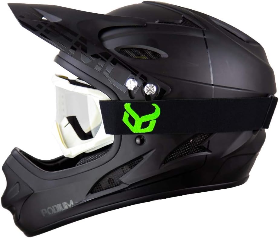 Demon United Podium Black/Black Full Face Mountain Bike Helmet- BMX Helmet- with Demon Viper MTB Goggles- 3 Goggle Color Options Available