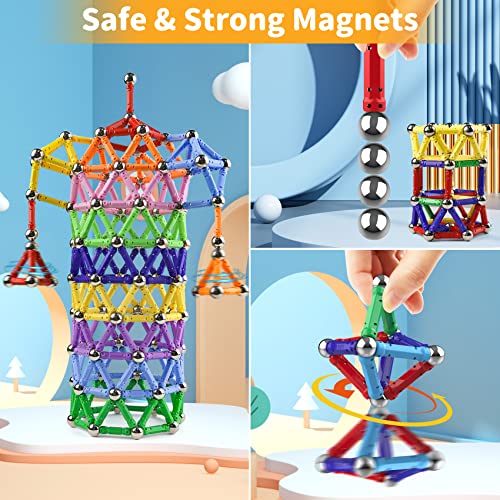 Jvchengxi 320 Pieces Magnetic Constructions Kids, Magnetic Building Blocks Sticks, Montessori Stackable Construction Toys, Educational Toys Gifts Set for Adults and Children