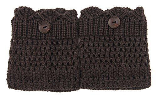 AnVei-Nao Womens Stretch Knitted Button Boot Leg Cuffs Leg Warmers Topper Socks Brown - Thumbnail 2