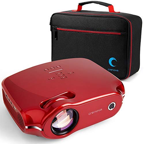 Crenova XPE498 Video Projector, Multimedia Home Theater with 3200 Lumens, Supports HDMI/VGA/USB/AV/SD/PC/Smartphone/Tablet/Xbox for World Cup/Movie Night/Gaming (Top Digital Trend in 2019) (Red-Bag)