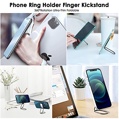 Phone Ring Holder Finger Kickstand, 360° Rotation Cell Phone Ring Holder  Stand Metal Phone Back Grip for Magne