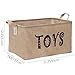 Hinwo 63L Large Capacity Burlap Storage Bin Basket Thickened Linen Jute Fabric Toy Chest Organizer with Handles for Kids Toys Laundry Clothes Nursery Playroom and Shelves, 22 x 15 x 12