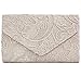 U-Story Womens Floral Lace Satin Evening Envelope Clutch Bridal Wedding Handbag Purse (Champagne)