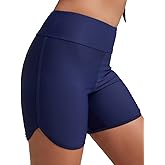 Yilisha Womens Tummy Control Swim Shorts Black Plus Size High Waisted Bikini Bottoms Swimsuit Shorts Swim Bottoms Swimwear