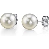 14K Gold 5.5-6.0mm White Akoya Cultured Pearl Stud Earrings - AAA Quality
