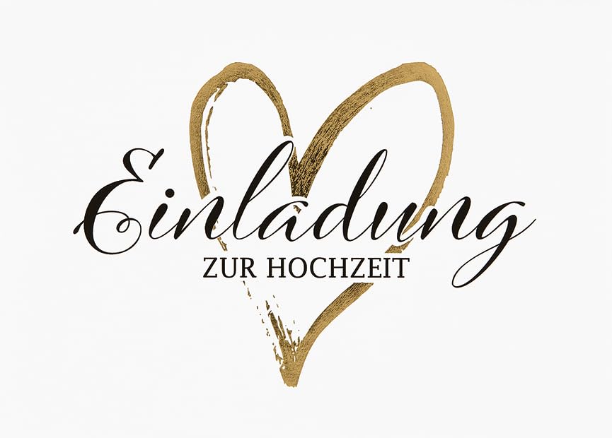 Perleberg Wedding Invitation Cards Pack of 5 - Wedding Card with Heart Motif - Card for Wedding - Loving Invitation to Wedding with Matching Envelope - 10.5 x 14.5 cm