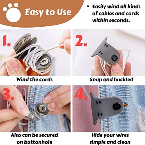 Earbuds Earphone Holder Cord Winder Clip Keeper Headphone Cord Wrap Management Headset Wire Organizer 2 PCS Cute Doggie Tangle Free Storage Case