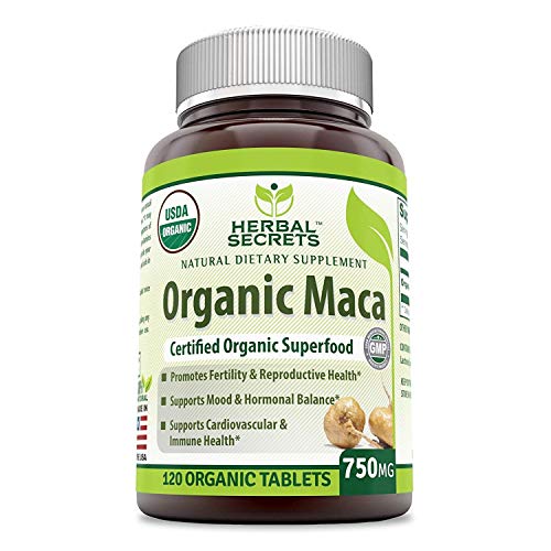 Herbal Secrets USDA Certified Organic Maca 750 Mg 120 Organic Tablets (Non-GMO)- Promotes Fertility & Reproductive Health*, Supports Mood & Hormone Balance* Supports Cardiovascular & Immune Health* Herbal Secrets USDA Certified Organic Maca 750 Mg 120 Organic Tablets (Non-GMO)- Promotes Fertility & Reproductive Health*, Supports Mood & Hormone Balance* Supports Cardiovascular & Immune Health*