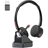 Beebang Bluetooth Headset with Microphone & Mute Button, 40H Working Time, Noise Canceling Wireless Headset with USB Adapter for PC Work Office Laptop Teams Conference Meeting Call Center
