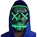 Halloween Mask Cosplay LED Glow Scary EL Wire Light Up Grin Masks for Festival Parties Costume (Green 2)