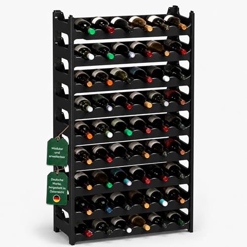 ARTECSIS® Weinregal stapelbar & modular erweiterbar Kunststoff für 60 Weinflaschen (schwarz) - Stabiles Flaschenregal & Getränkeregal Gastronomie-Qual