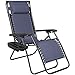 Best Choice Products Folding Zero Gravity Outdoor Recliner Patio Lounge Chair w/Adjustable Canopy Shade, Headrest, Side Accessory Tray, Textilene Mesh - Navy Blue