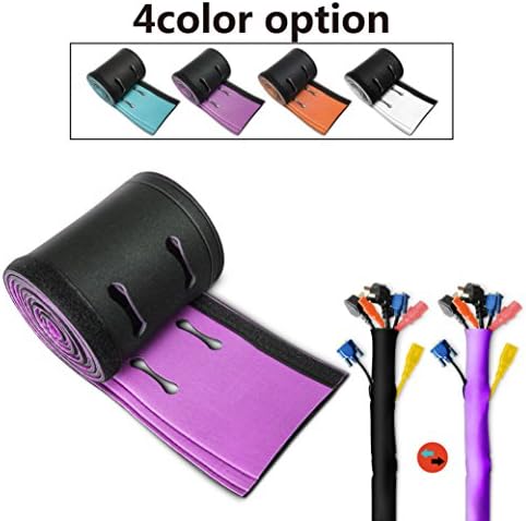 Cable Management Sleeve,Cable sleeve,UPGRADE,Cord management sleeve,Cord sleeve,Computer Cable Sleeve,Neoprene Cord Management Sleeve, Velcro Cord Organizer (Black &amp; Purple, 78 Inches)