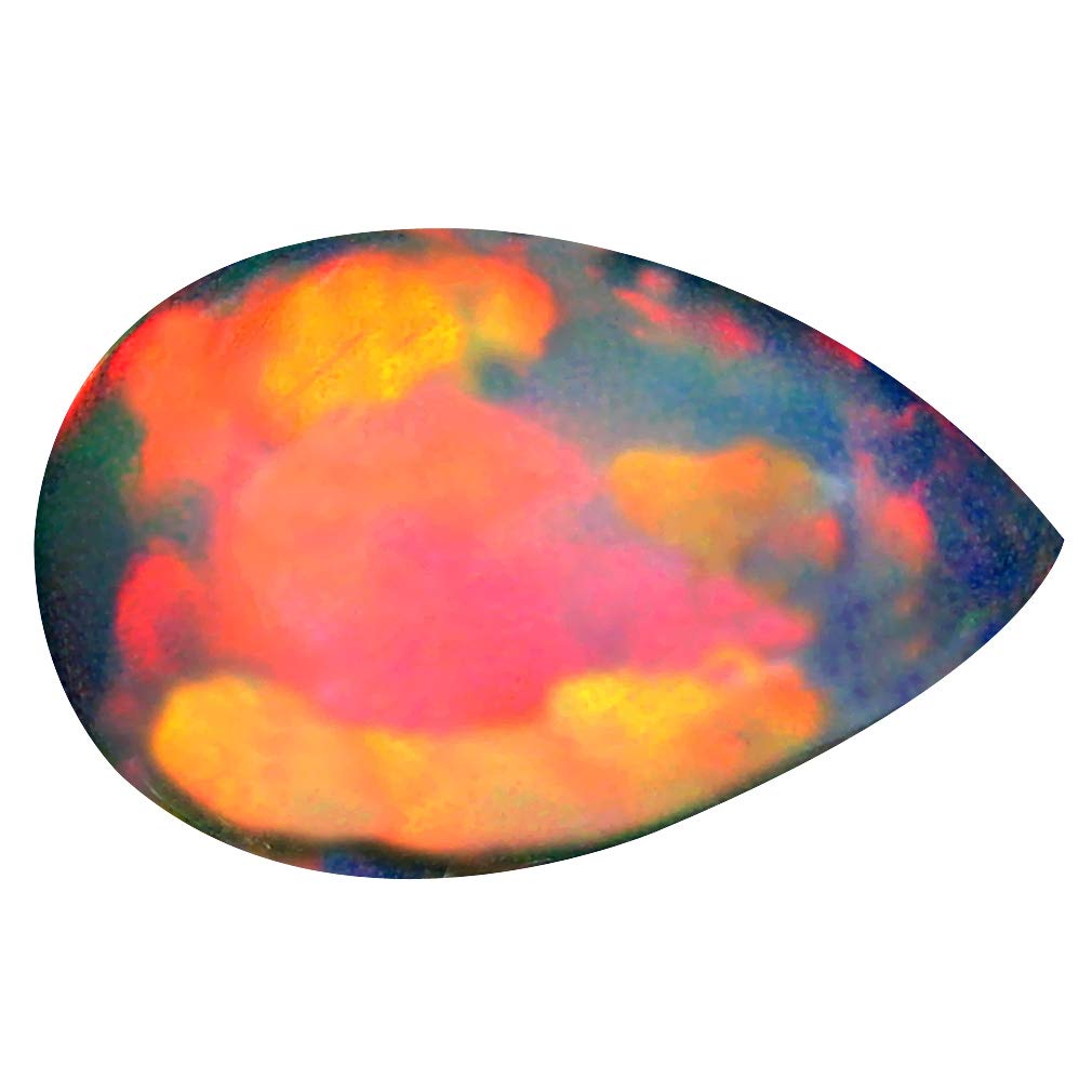 2.54 ct Pear Cabochon Cut (13 x 8 mm) Ethiopian Play of Colors Rainbow Opal Natural Loose Gemstone
