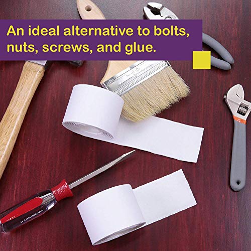 ATack Adhesive Hook and Loop Tape, White, 1-Inch x 10-Foot Sticky Back Double-Sided Hook Loop Tape for Textile, Tools, Gardening Beds, Mounting Chargers - Thumbnail 6