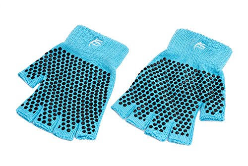 Prosource non-slip yoga gloves, aqua