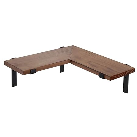 OROPY Rustikal Eckregal - 40 cm L Form Massiv Hölzern Hängeregal An der Wand montiert Regale Schwerlast Unterstützung Display