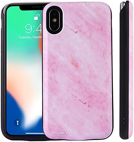 Kiker Mobile, Fashion Smart Battery Case for iPhone X/Xs, XR, Xs Max | Ultra-Slim Full Protection | Marble Back (Marble - Pink, iPhone Xs Max)