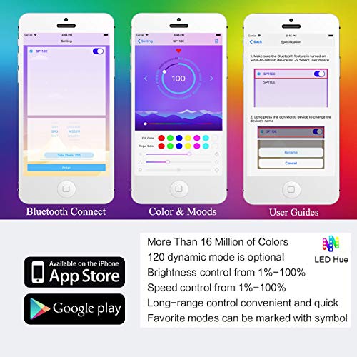 Dream Color LED Strip Lights with APP, YORMICK 10m/32.8feet Light Strip