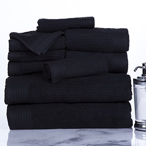 UPC 886511831322, Lavish Home Ribbed 100% Cotton 10 Piece Towel Set - Black