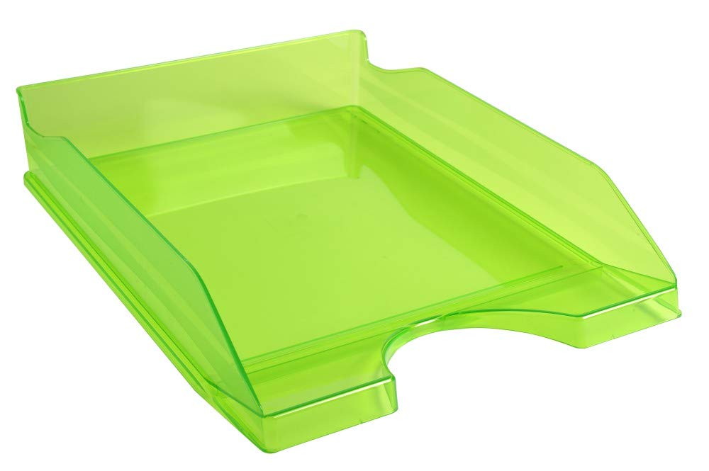 Exacompta - Ref. 12397D - set of 10 ECOTRAY letter trays - dimensions 34.5x25.5x6.5 cm - for A4+ format documents - translucent apple green color
