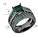 JunXin Black Gold Square Emerald Green Gemstone Women Wedding Engagement Set Round CZ Size5/6/7/8/9/10/11