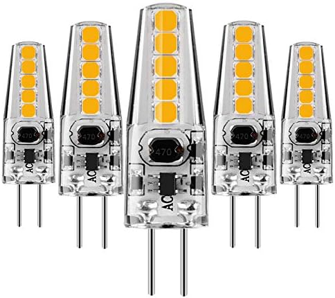 KDP G4 LED Bulbs - 2W/220LM, 20W Halogen Bulbs Equivalent, Warm White 3000K, DC/AC 12V, Non-dimmable, 360°Beam Angle, 5-Pack [Energy Class A+]