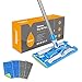 HAPINNEX Hardwood Dust Floor Mop - 4 Washable & Reusable Microfiber Mop Cloths/Pads - For Home Kitchen Bathroom Cleaning - Wet or Dry Usage on Hardwood, Laminate & Tile