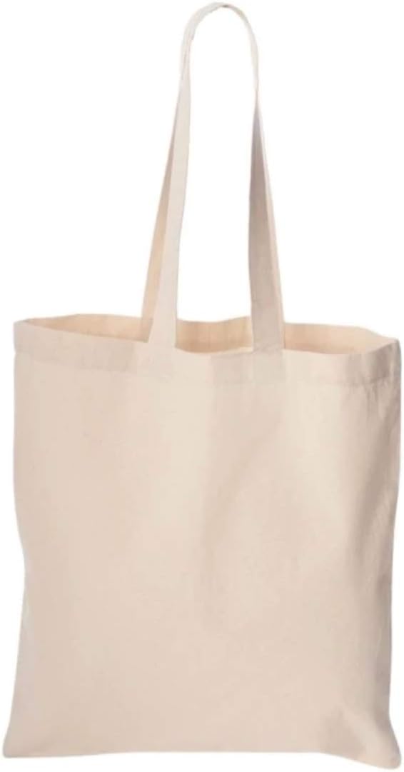 Yusras 10 Natural THICK Cotton Tote Bags Shoppers Natural Reusable Grocery Tote Bags BAGGU Reusable Shopping Bags Totes for Women Nursing Bags Shoulder Bags ECO Bags Earthwise Teacher Bags Canvas Bags