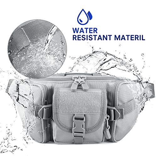 DYJ Tactical Waist Pack Bag Military Waist Pack Portable Fanny Packs Large Army Waist Bag for Daily Life Fishing Cycling Camping Hiking Traveling Hunting Shopping (Gray) - Thumbnail 6