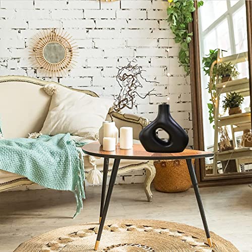 8” High Black Ceramic Vase Donut Vase Home Décor Accents, Boho Vases