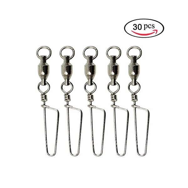 Windaze-Fishing-Ball-Bearing-Swivel-with-Coastlock-Snap-2-Welded-Rings-and-Tournament-Snap-100-Copper-Stainless-Steel-with-Silver-Nickle-Coated-Pack-of-30