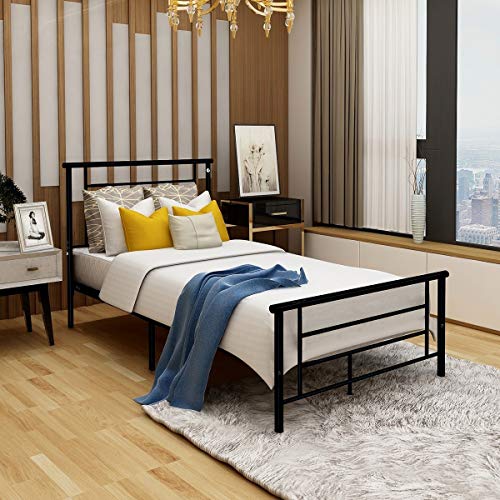 Best Twin Size Metal Bed Frame Modern Footboard Headboard