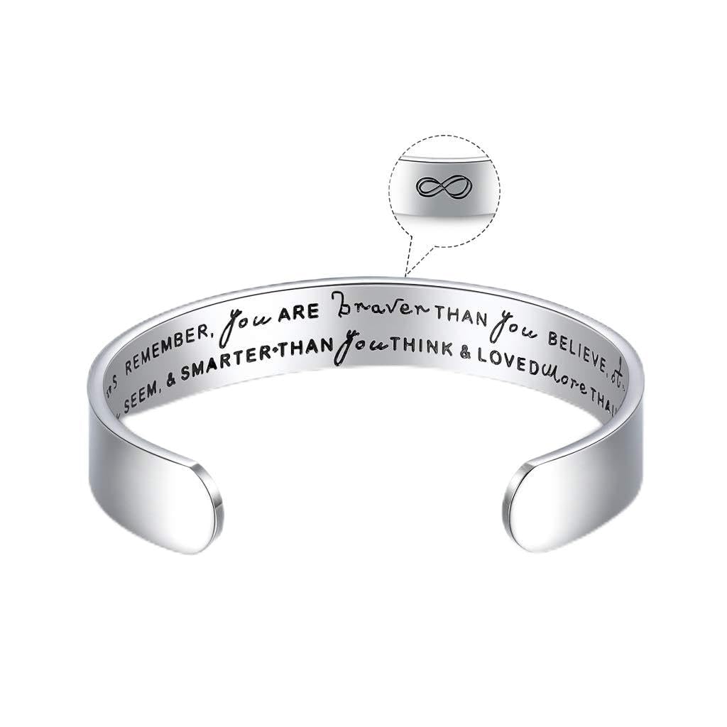CERSLIMO Friendship Bracelet for Women - Inspirational & Motivational Cuff Bangle for Best Friend, Sister, Mother, Teacher Gifts, Birthday & Christmas, Always Remember