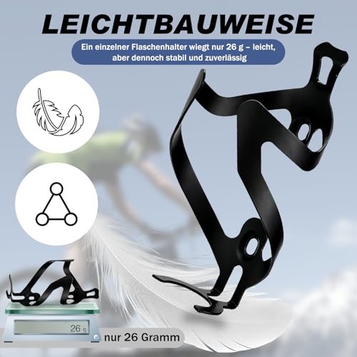 Bottle Holder Bicycle Pack of 2, 26 g Lightweight, Full Cast Aluminium, Drink Holder Bicycle, Bicycle Accessories, Adjustable Stop, for MTB & Road Bike