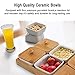 Ceramic Snack Serving Tray 4-Compartment Tray Serving Platter with Bamboo Lid and Pallets,Moisture-Proof Bowls for Food,Snacks,Condiments, Appetizers