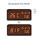 BlaCOG Digital Alarm Clock with Wooden Desk LED Time, Week, Date/Month/Year and Temperature Display, Battery/USB Powered, 3 Alarm Settings, Adjustable Brightness Brown/Orange