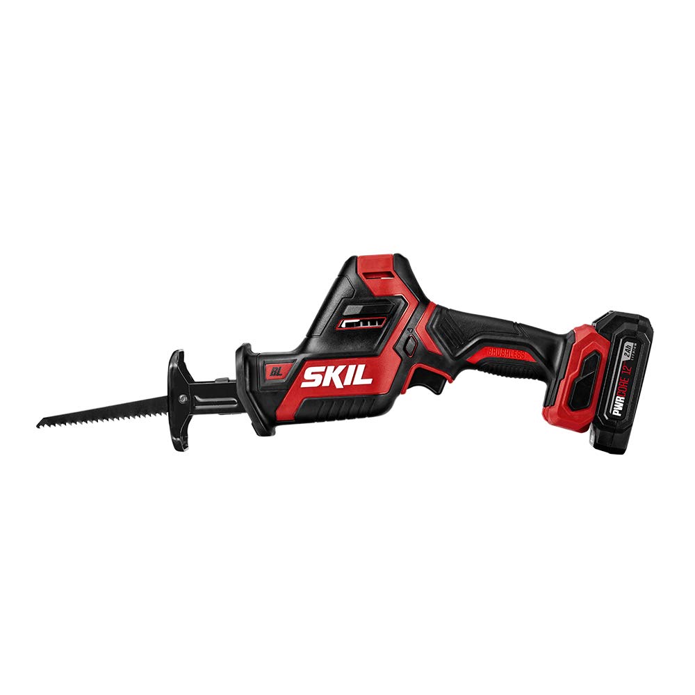 SKIL PWRCore 12 Brushless 12V Compact Reciprocating Saw, Includes 2.0Ah Lithium Battery and PWRJump Charger - RS582802