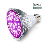 Led Grow Light Bulb 50W, GLIME E27 Grow Plant Light, Plant Bulb P30 Full Spectrum Bulb for Flowering Lighting Indoor Garden Plants Greenhouse and Hydroponic Growing Lamp