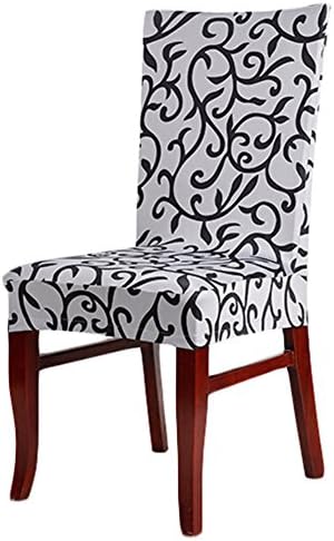 Aoklea(R) Super Fit Stretch Removable Short Dining Chair Cover Protector Seat Slipcover Washable for Hotel,Dining Room,Ceremony,etc.(GrayBlack)