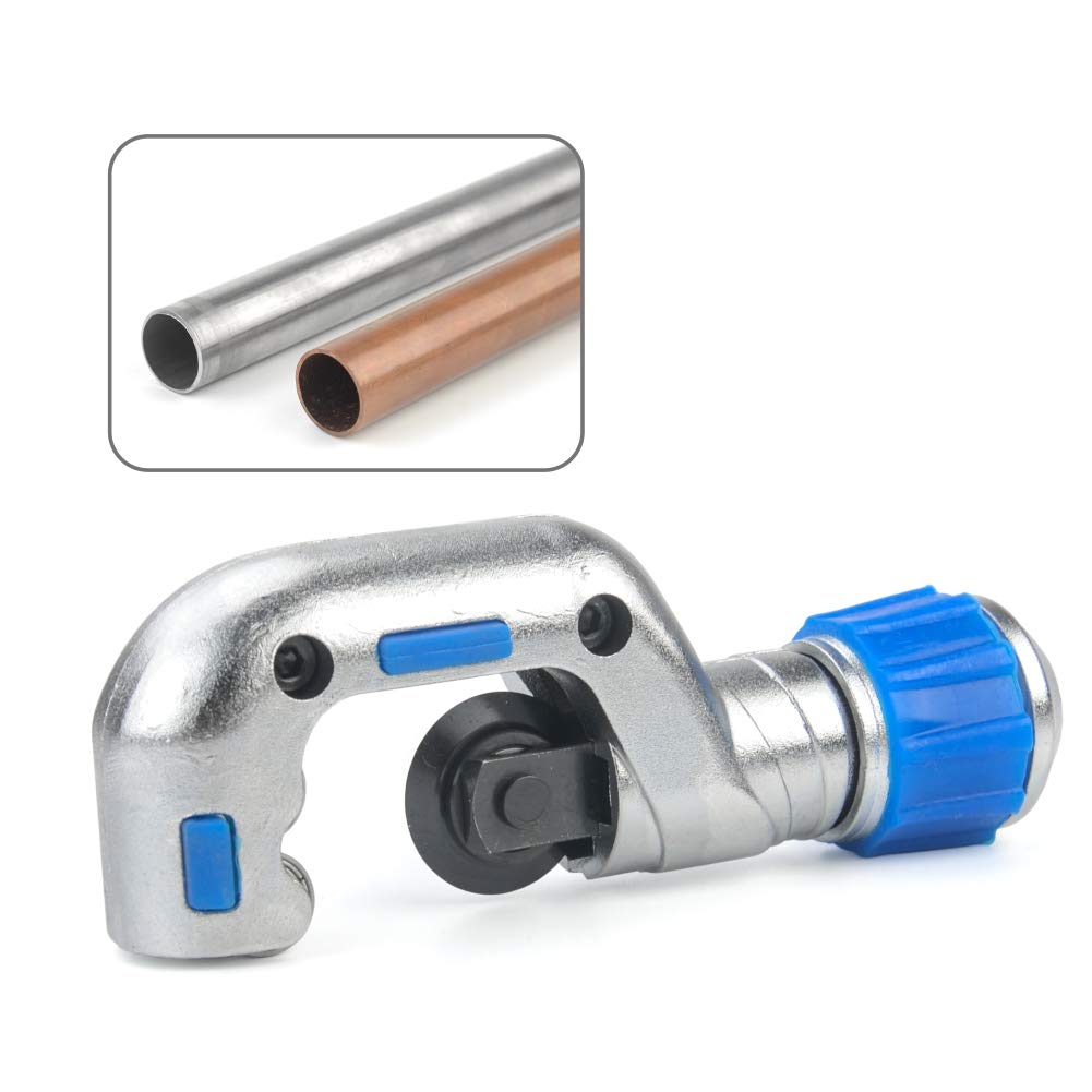 iCrimp Tube Cutter for 5–32mm Copper and Stainless Steel Tubing, Heavy-Duty Metal Pipe Cutter with 2 Replacement Blades, Ideal for Plumbing and HVAC Applications