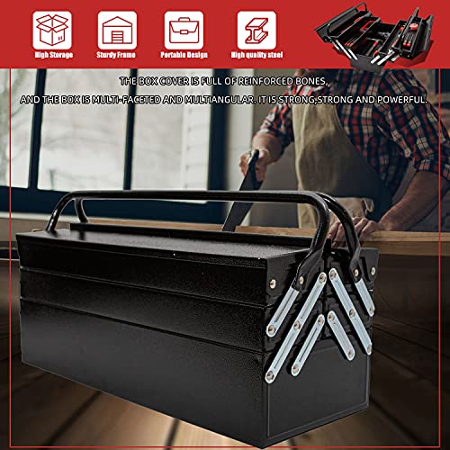 Portable Tool Box,Symmetrical 5 layers Toolbox,Folding Double Clamshell