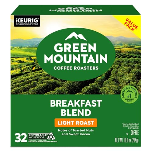 GREEN MOUNTAIN COFFEE ROASTERS BREAKFAST BLEND KEURIG SINGLE-SERVE K-CUP PODS, LIGHT ROAST COFFEE, 32 COUNT