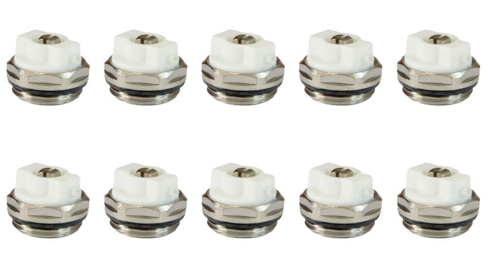 x10 Manual Radiator Air Vent Bleed Plug Valve 1/2" BSP