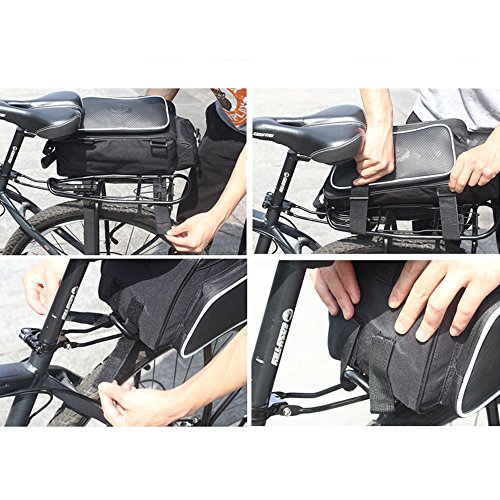 Meanhoo Bike Rack Bag- Waterproof- 1 Pcs Panniers for Bicycles Bicycle Seat Trunk Bag Saddle Bags for Cycling, Hiking, Travelling, Camping, Motorcycle, Black