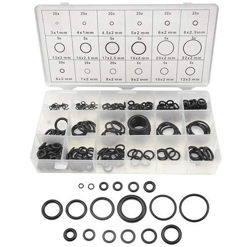 XLX 225Pcs 12 Sizes Rubber O-Ring Gasket Silicone Sealing Repair Box Washer Seal Assortment Set for Plumbing Automotive General Repair