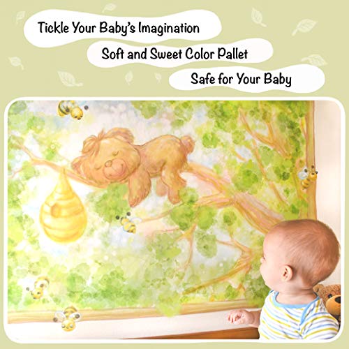 Woodland Animals Large Wall Decals for Baby Room. Little Baby Bear on a Tree with Bumble Bees Wall Art for Woodland Nursery Decor. Peel and Stick Forest Animals Murals for Woodland Theme Baby Shower.