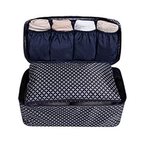 Portable Multifunction Waterproof Travel Pouch Toiletry Bag Case Wash Organizer Packing Cubes Travel Case Underwear Storage Boxes Bra Organizer Socks Bag (Nice Navy Blue Star) - Thumbnail 4